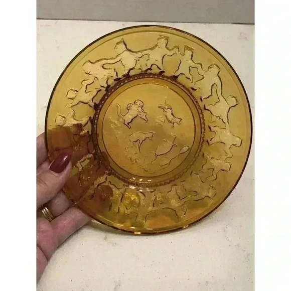 Vintage Indiana Glass Tiara Amber Collector's Plate Hey Diddle Diddle - Picture 5 of 8